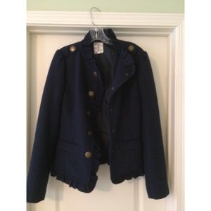 Tulle Wool Military-Style Jacket (Size L)